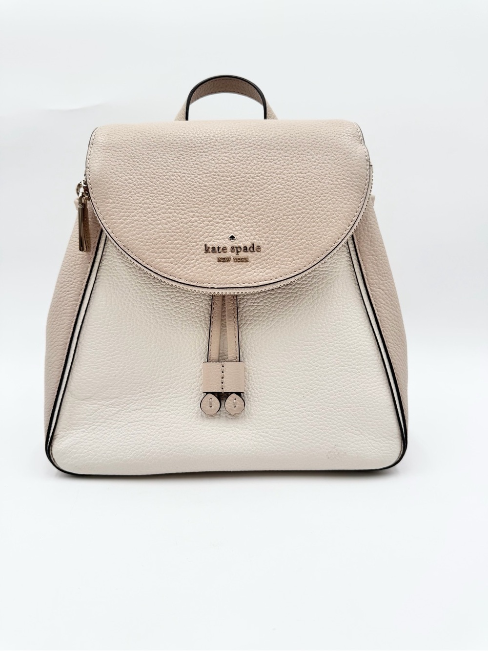 Kate Spade ♠️ Leila Two-Tone Pebbled Leather in Light Beige and Ivory Backpack